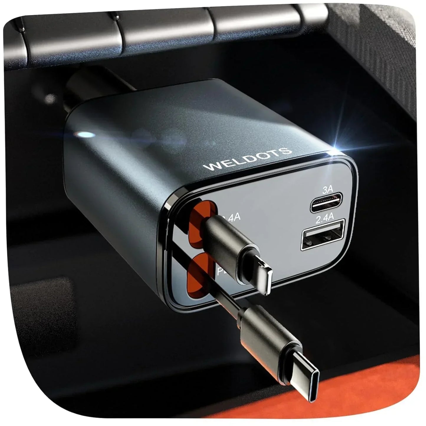 4 in 1 Retractable Car Charger