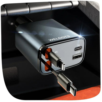 4 in 1 Retractable Car Charger